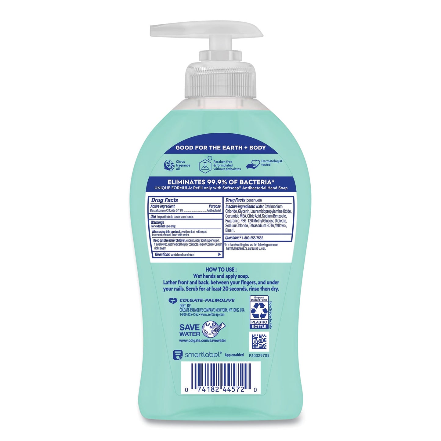 Softsoap Antibacterial Hand Soap, Fresh Citrus Scent, 11.25 oz, 6/Carton (44572)