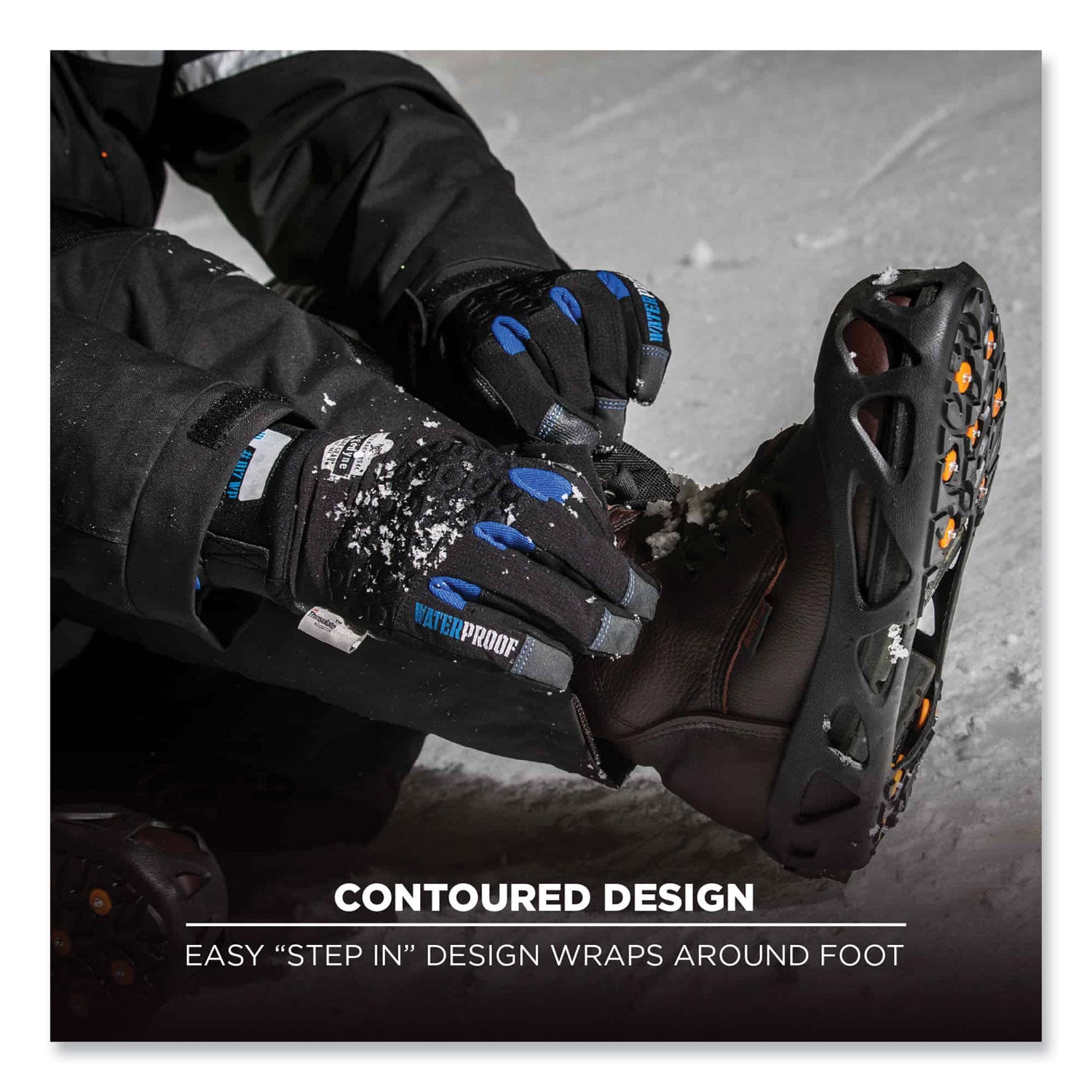 ergodyne Trex 6304 One-Piece Step-In Full Coverage Ice Cleats, X-Large, Black, Pair (16785)