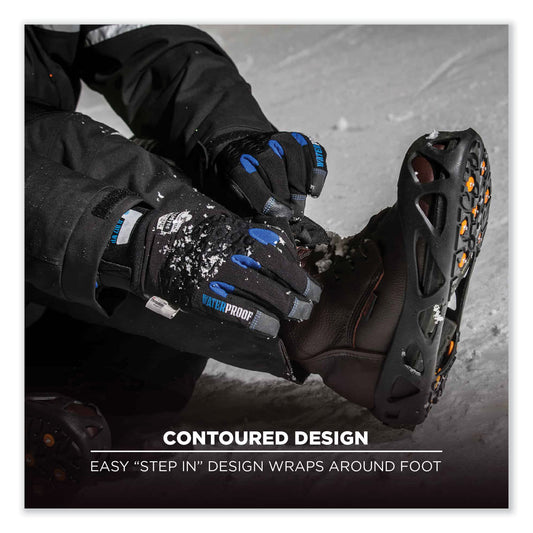 ergodyne Trex 6304 One-Piece Step-In Full Coverage Ice Cleats, Medium, Black, Pair (16783)