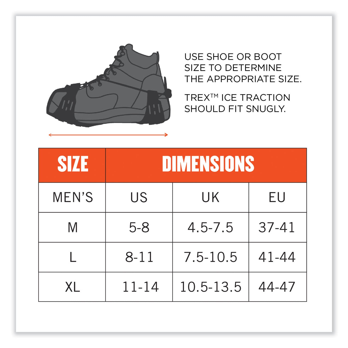 ergodyne Trex 6310 Adjustable Slip-On Ice Cleats, Medium, Black, Pair (16773)