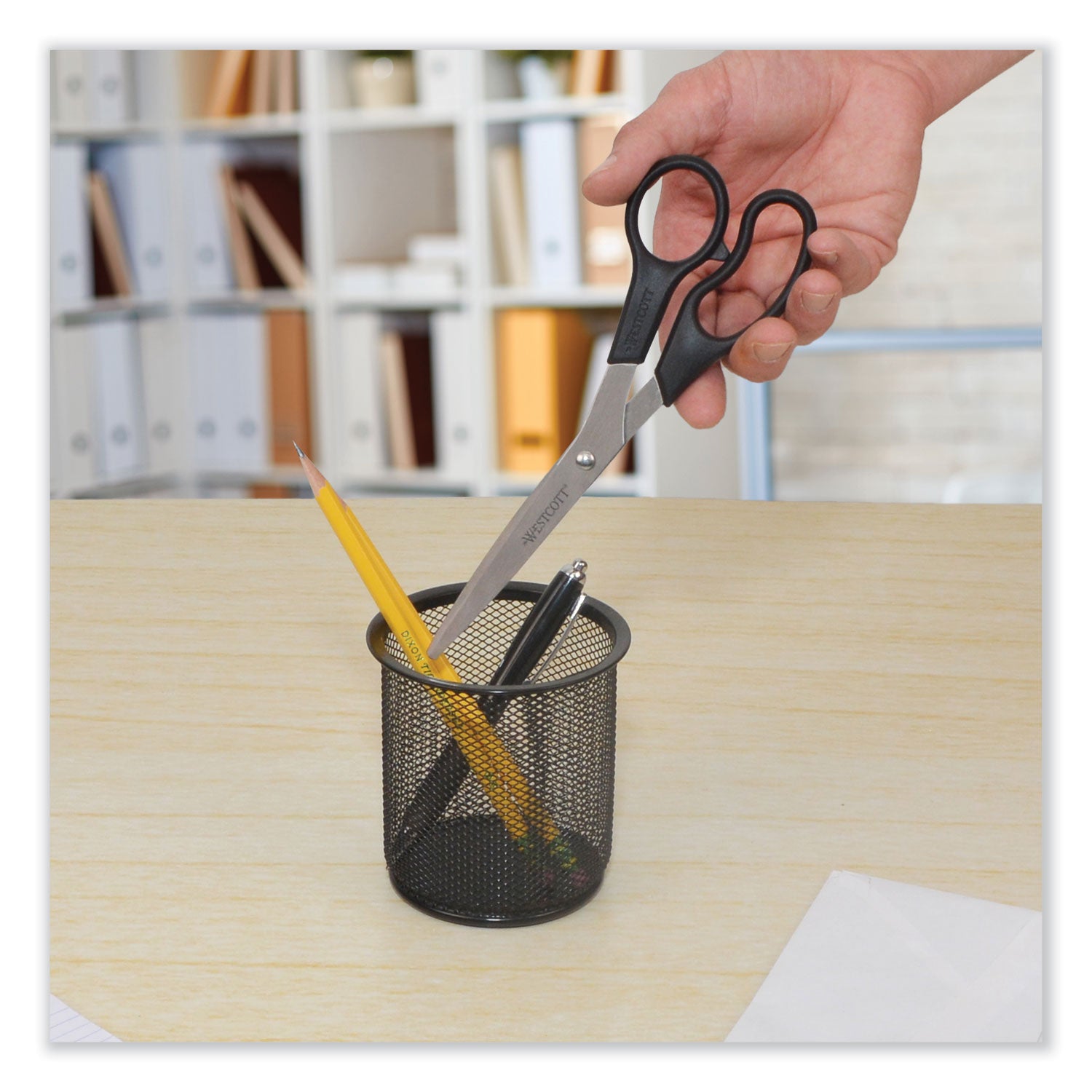 Westcott Value Line Stainless Steel Shears, 8" Long, 3.5" Cut Length, Offset Black Handle (13135)