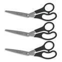 Westcott Value Line Stainless Steel Shears Value Pack, 8" Long, 3.5" Cut Length, Crane-Style Black Handle, 3/Pack (13402)