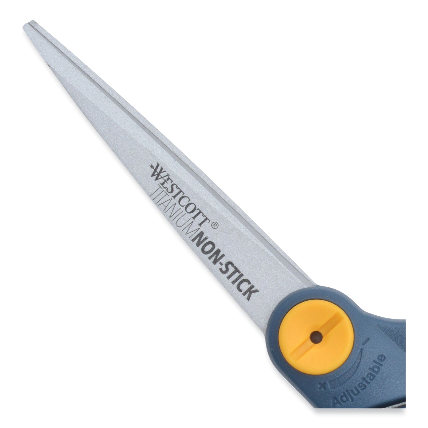 Westcott Non-Stick Titanium Bonded Scissors, 8" Long, 3.25" Cut Length, Crane-Style Gray/Yellow Handle (14850)