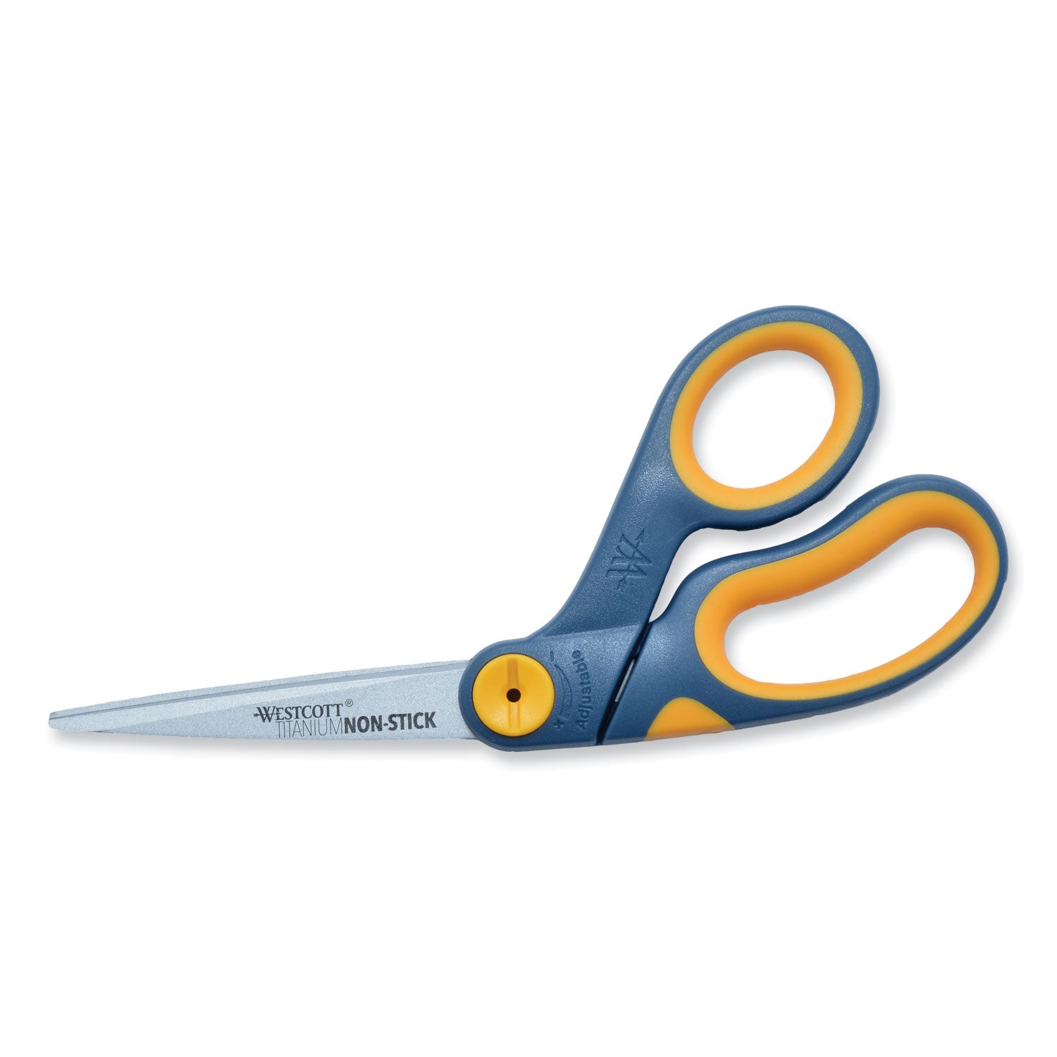 Westcott Non-Stick Titanium Bonded Scissors, 8" Long, 3.25" Cut Length, Crane-Style Gray/Yellow Handle (14850)