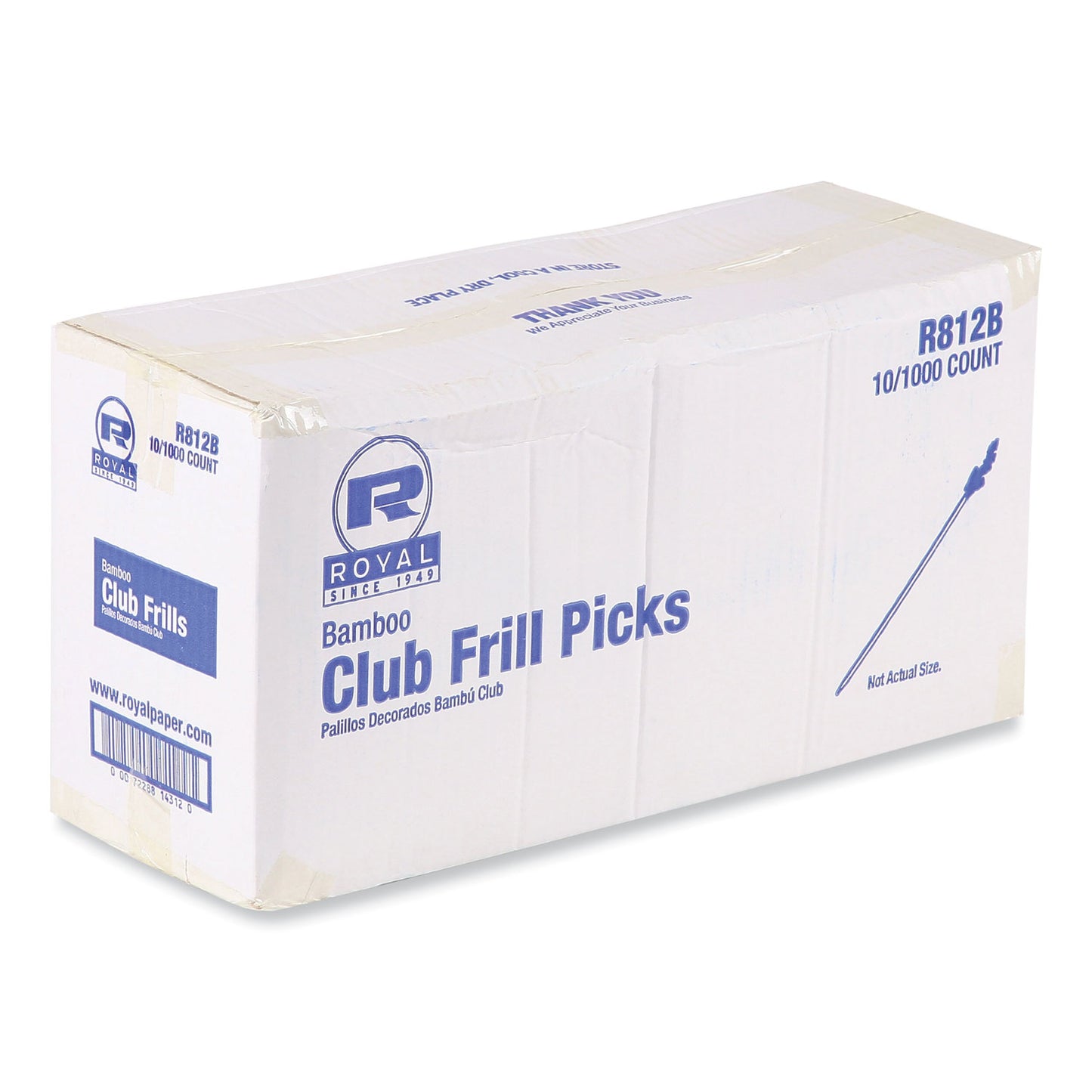 AmerCareRoyal Cellophane-Frill Wood Picks, Bamboo, 4" Assorted, 10,000/Carton (R812B)