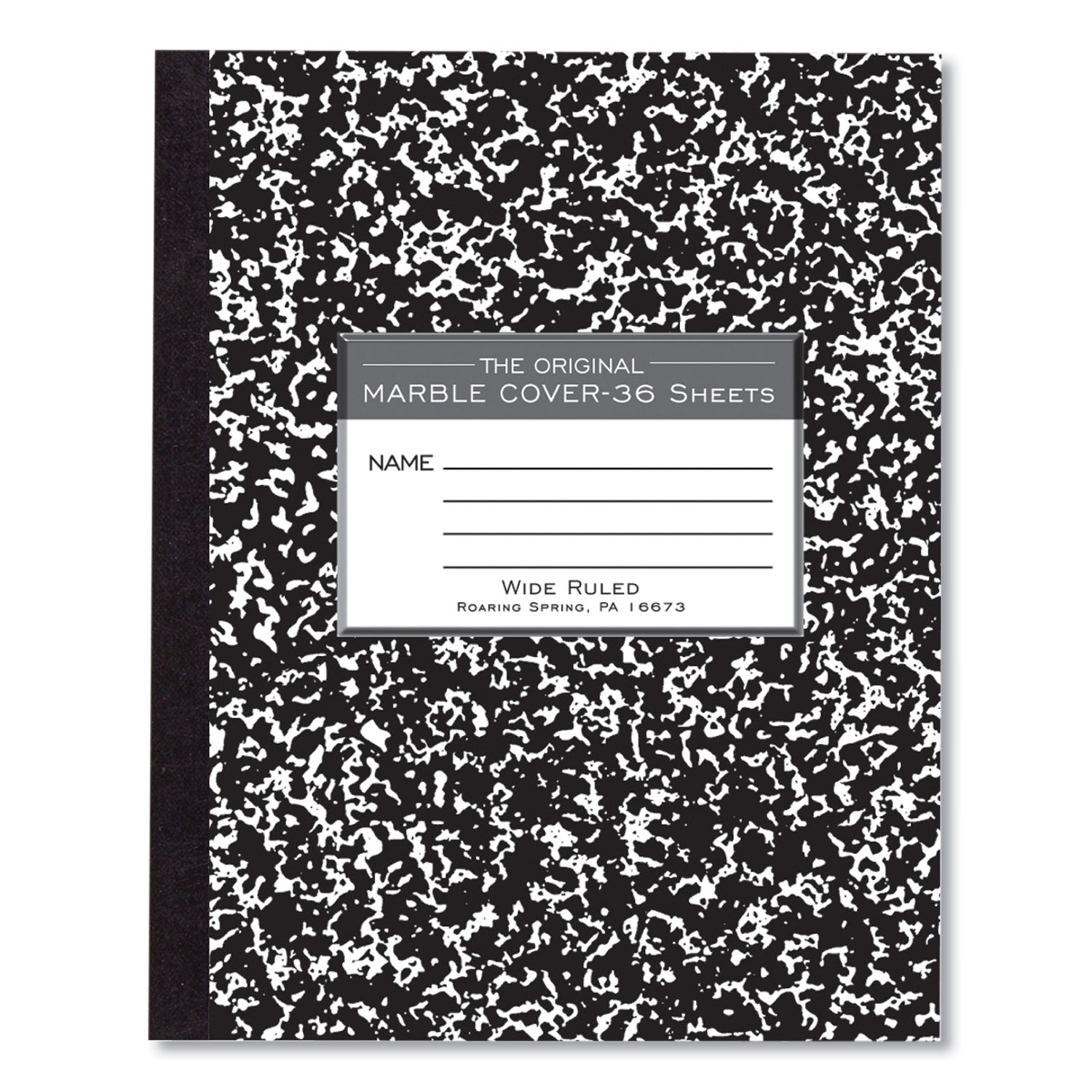 Roaring Spring Marble Cover Composition Book, Wide/Legal Rule, Black Marble Cover, (36) 8.5 x 7 Sheets (77332)