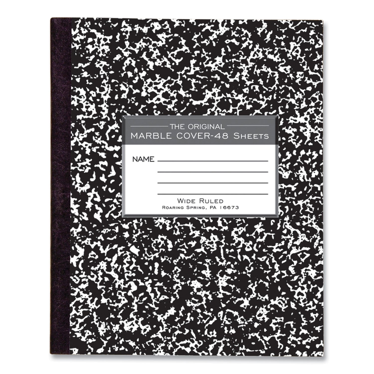 Roaring Spring Marble Cover Composition Book, Wide/Legal Rule, Black Marble Cover, (48) 8.5 x 7 Sheets (77333)