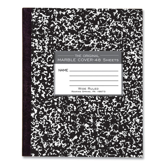 Roaring Spring Marble Cover Composition Book, Wide/Legal Rule, Black Marble Cover, (48) 8.5 x 7 Sheets (77333)