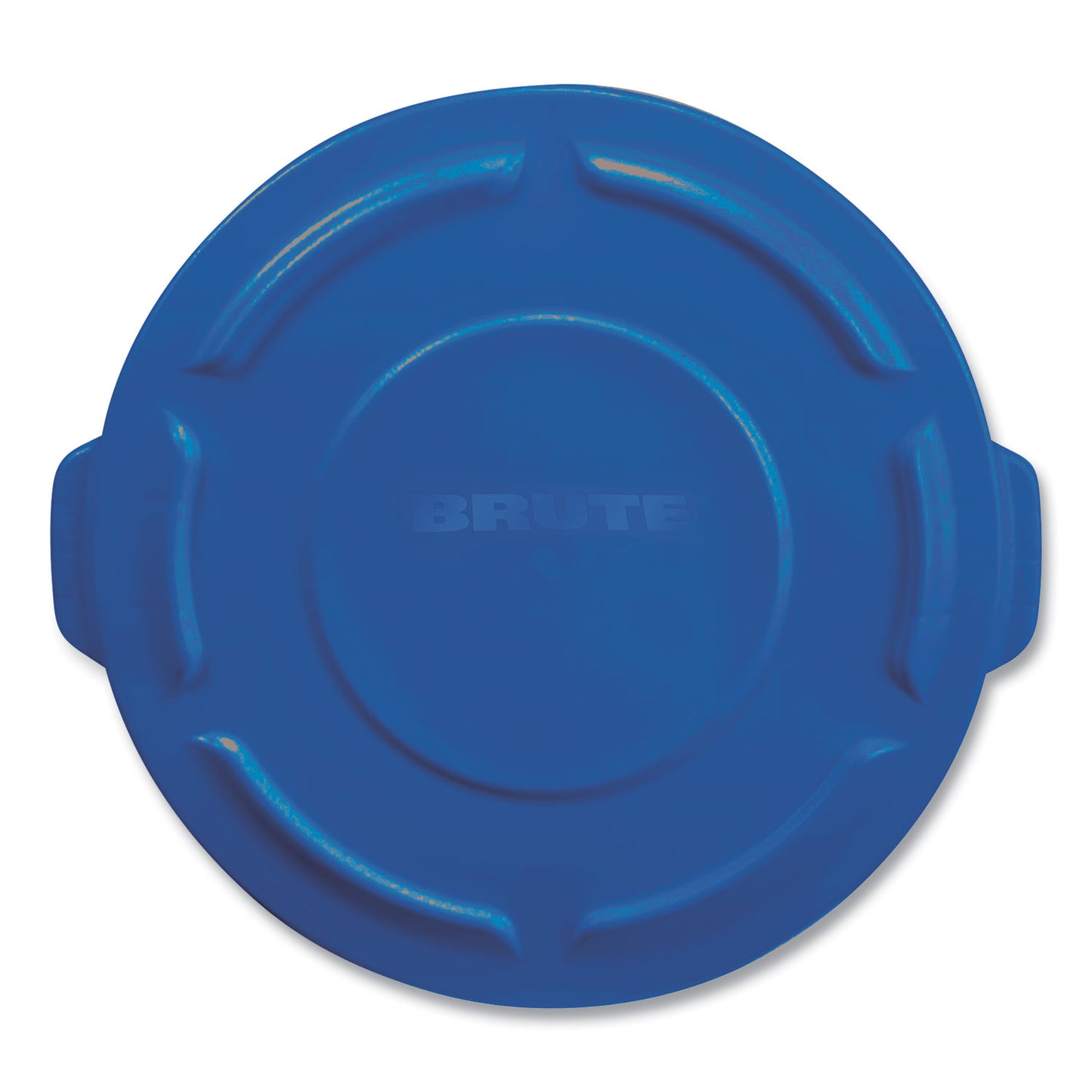 Rubbermaid Commercial BRUTE Self-Draining Flat Top Lids for 32 gal Round BRUTE Containers, 22.25" Diameter, Blue (263100BE)