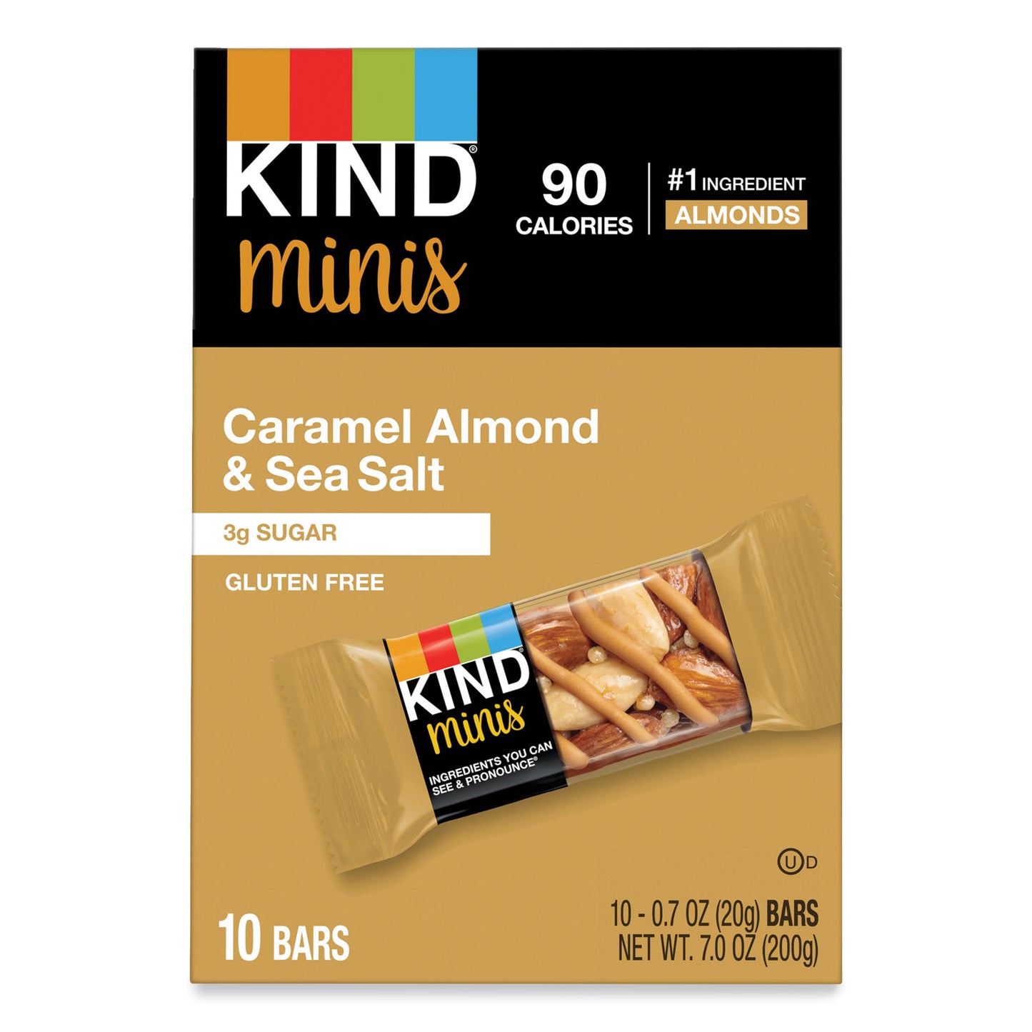 KIND Minis, Caramel Almond Nuts/Sea Salt, 0.7 oz, 10/Pack (27960)