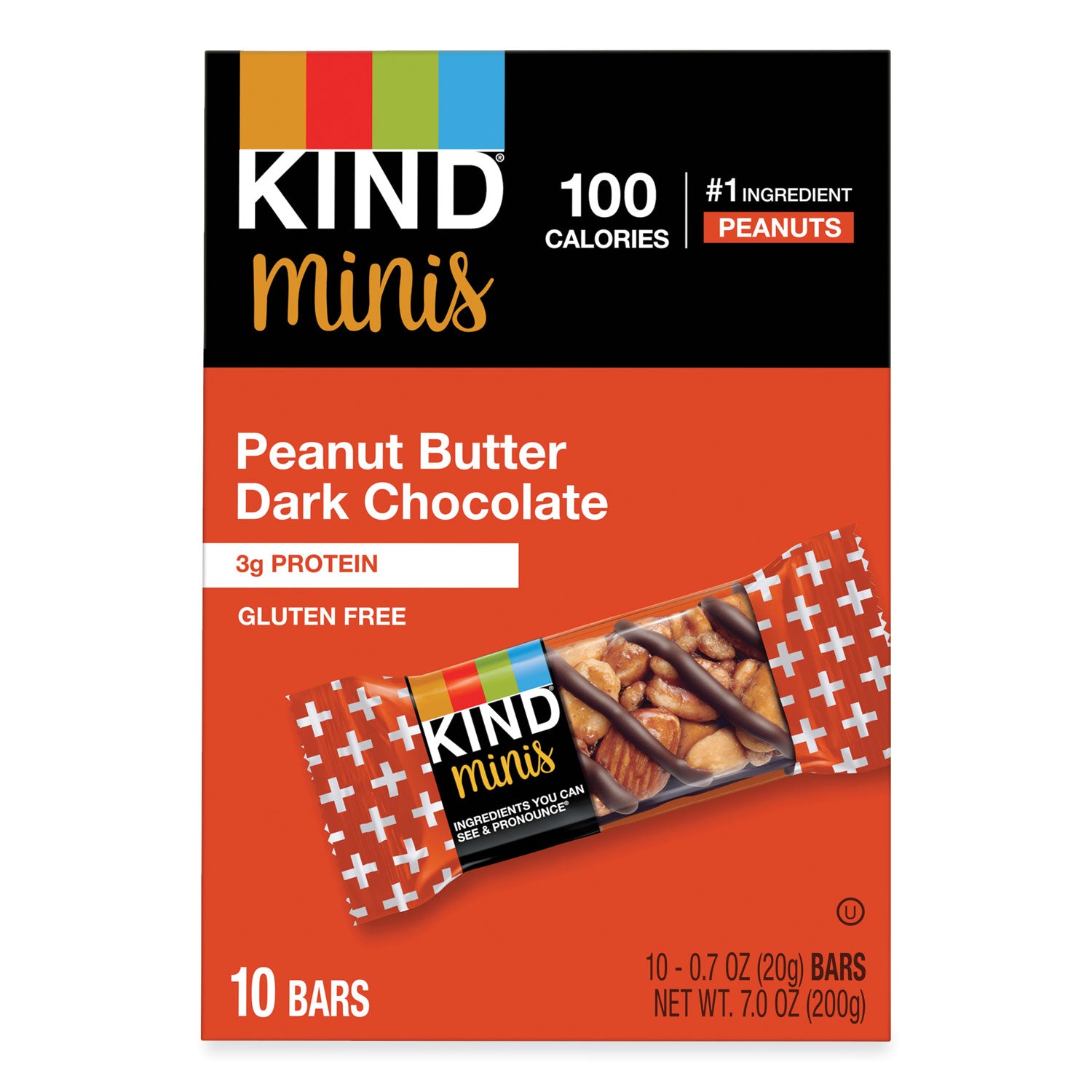 KIND Minis, Peanut Butter Dark Chocolate, 0.7 oz, 10/Pack (27961)