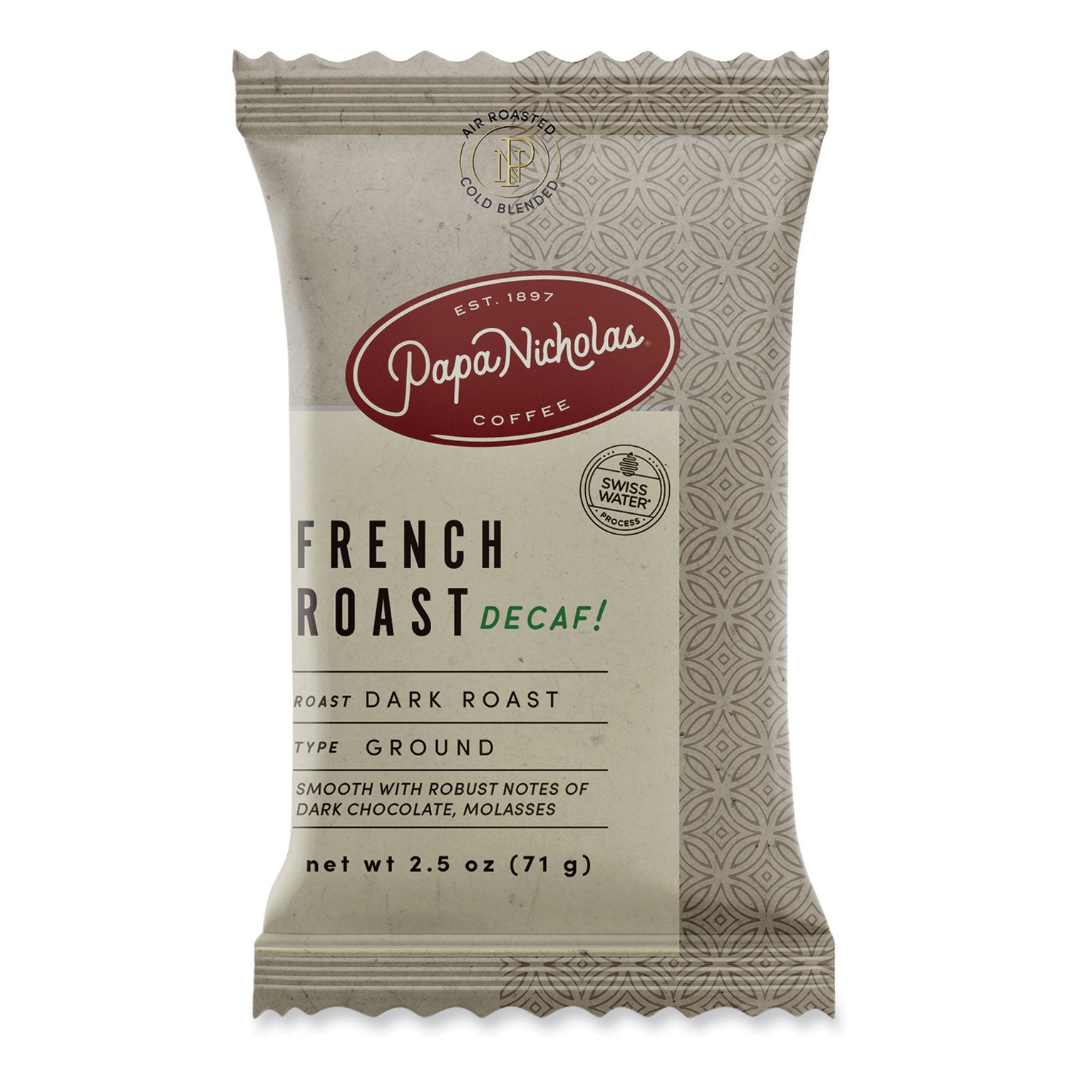 PapaNicholas Coffee Premium Coffee, Decaffeinated French Roast, 18/Carton (25186)