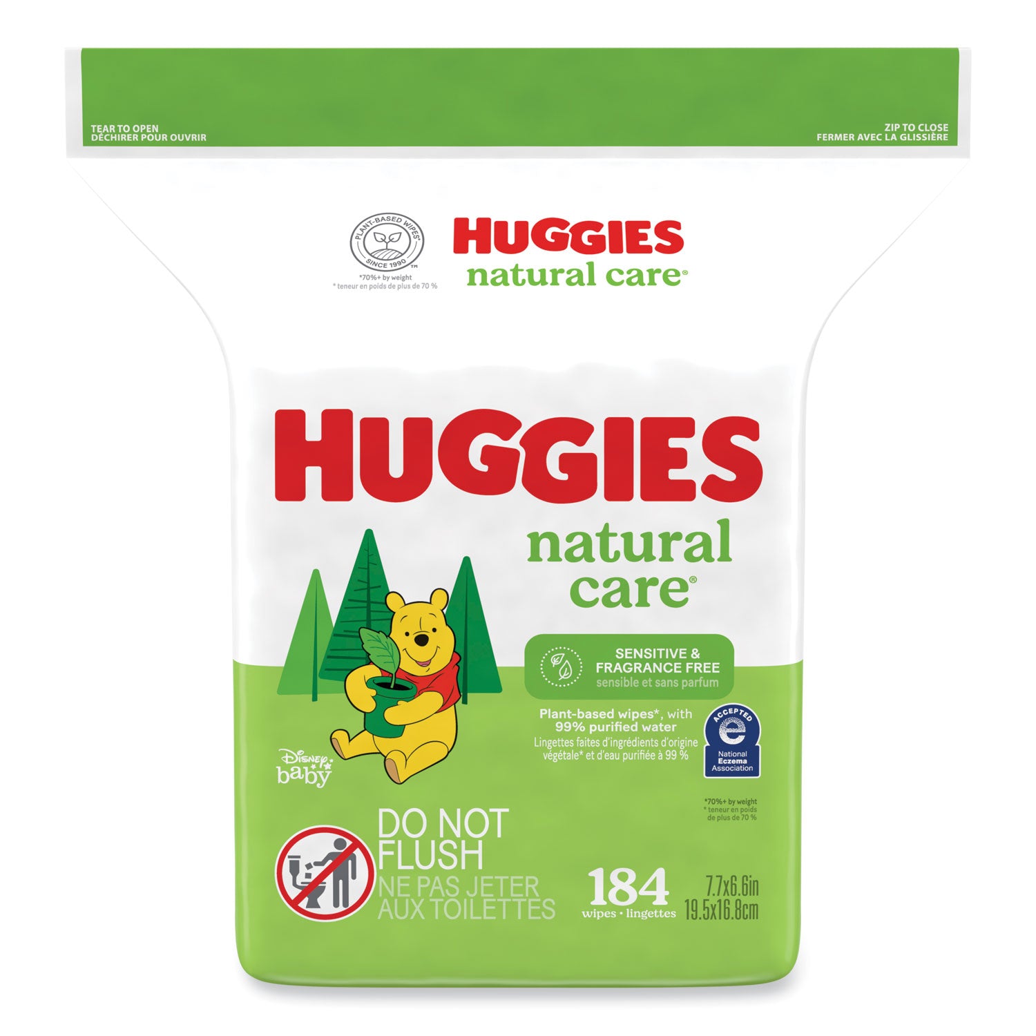 Huggies Natural Care Sensitive Baby Wipes, 1-Ply, 3.88 x 6.6, Unscented, White, 184/Pack, 3 Packs/Carton (31816)