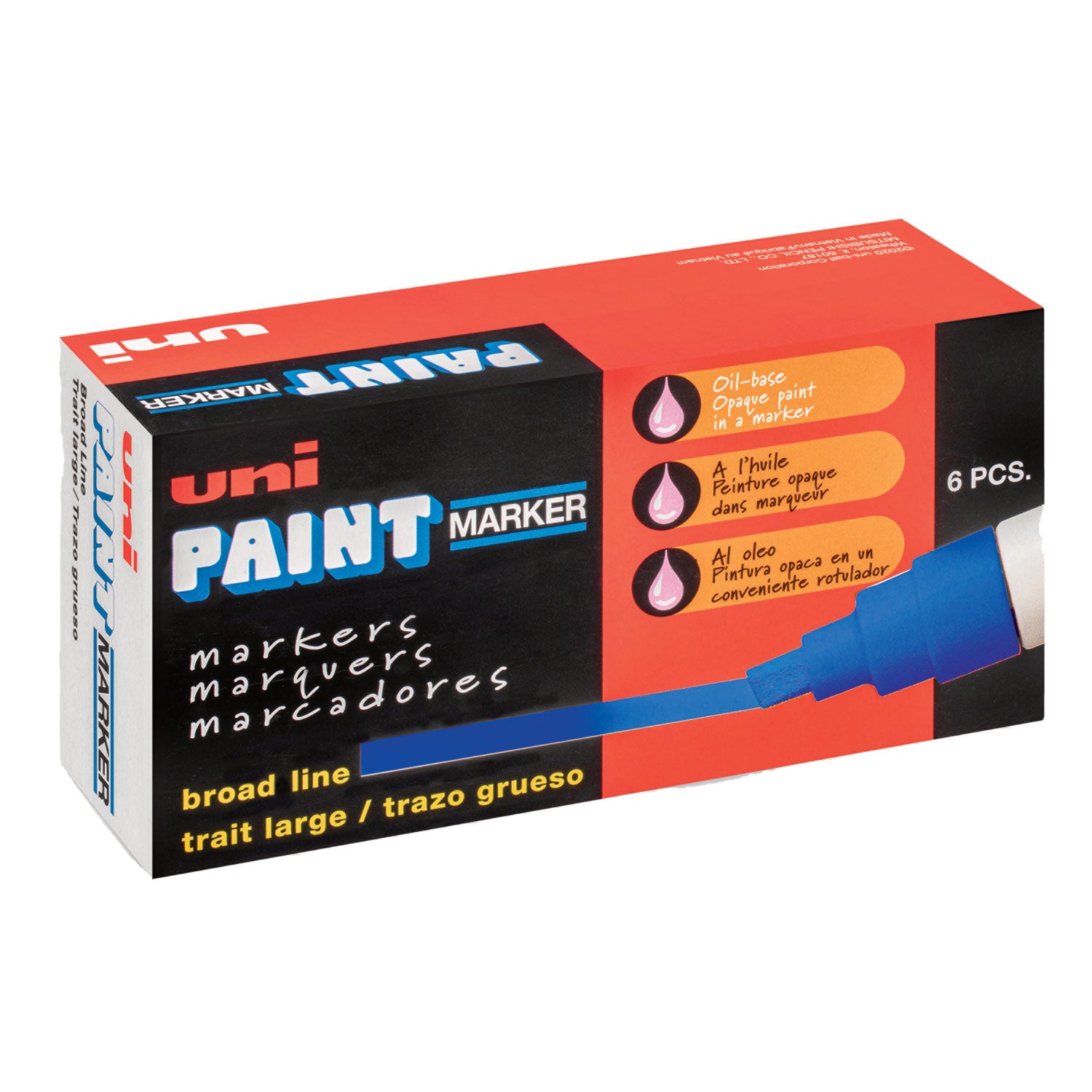 uni Paint Permanent Marker, Broad Chisel Tip, Blue (63733)