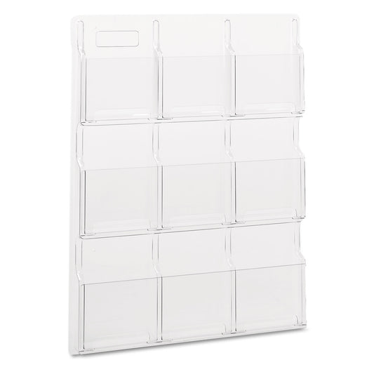 Safco Reveal Clear Literature Displays, 9 Compartments, 30w x 2d x 36.75h, Clear (5603CL)