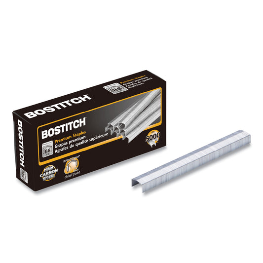 Bostitch B8 PowerCrown Premium Staples, 0.25" Leg, 0.5" Crown, Steel, 5,000/Box (STCRP211514)