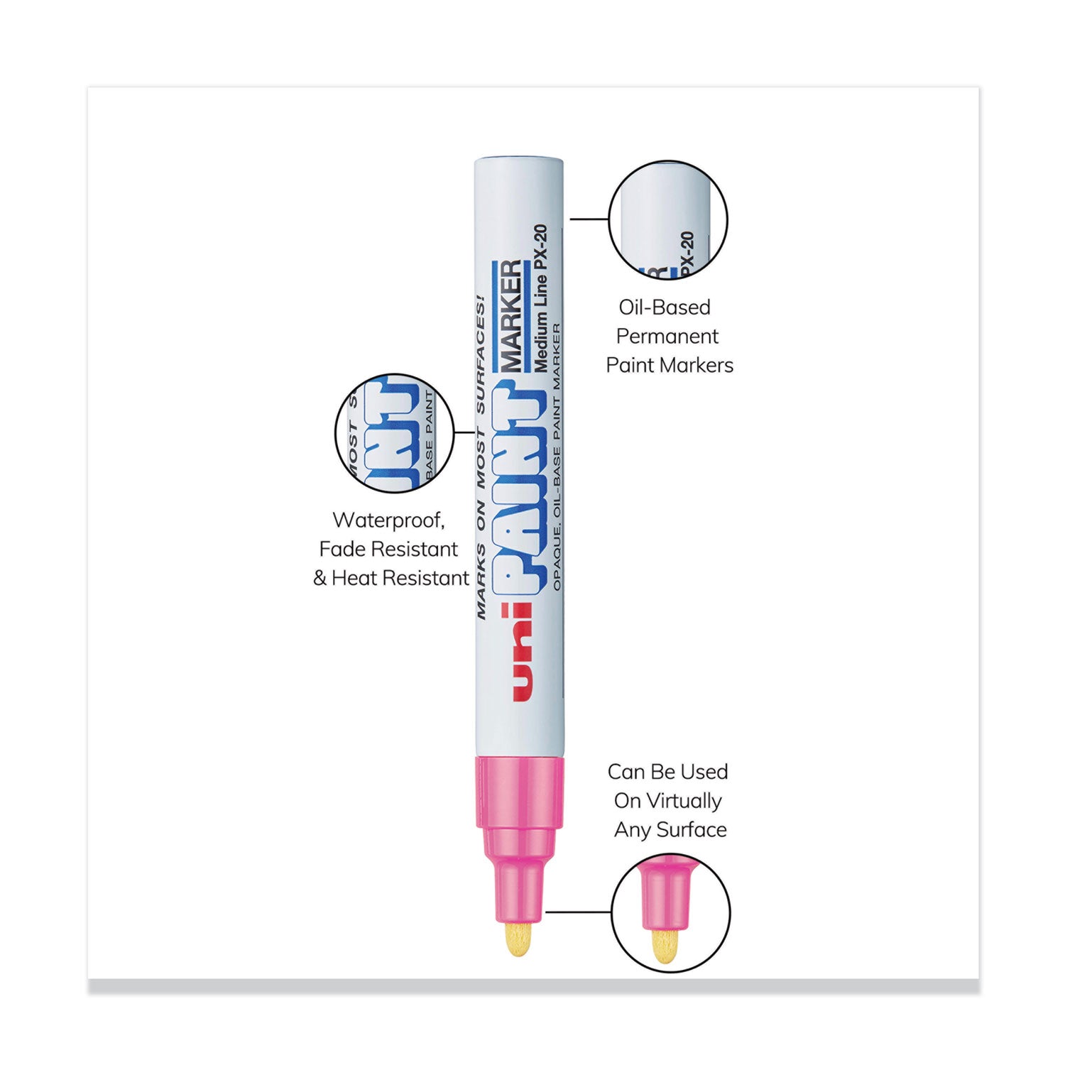 uni Paint Permanent Marker, Medium Bullet Tip, Pink (63611)
