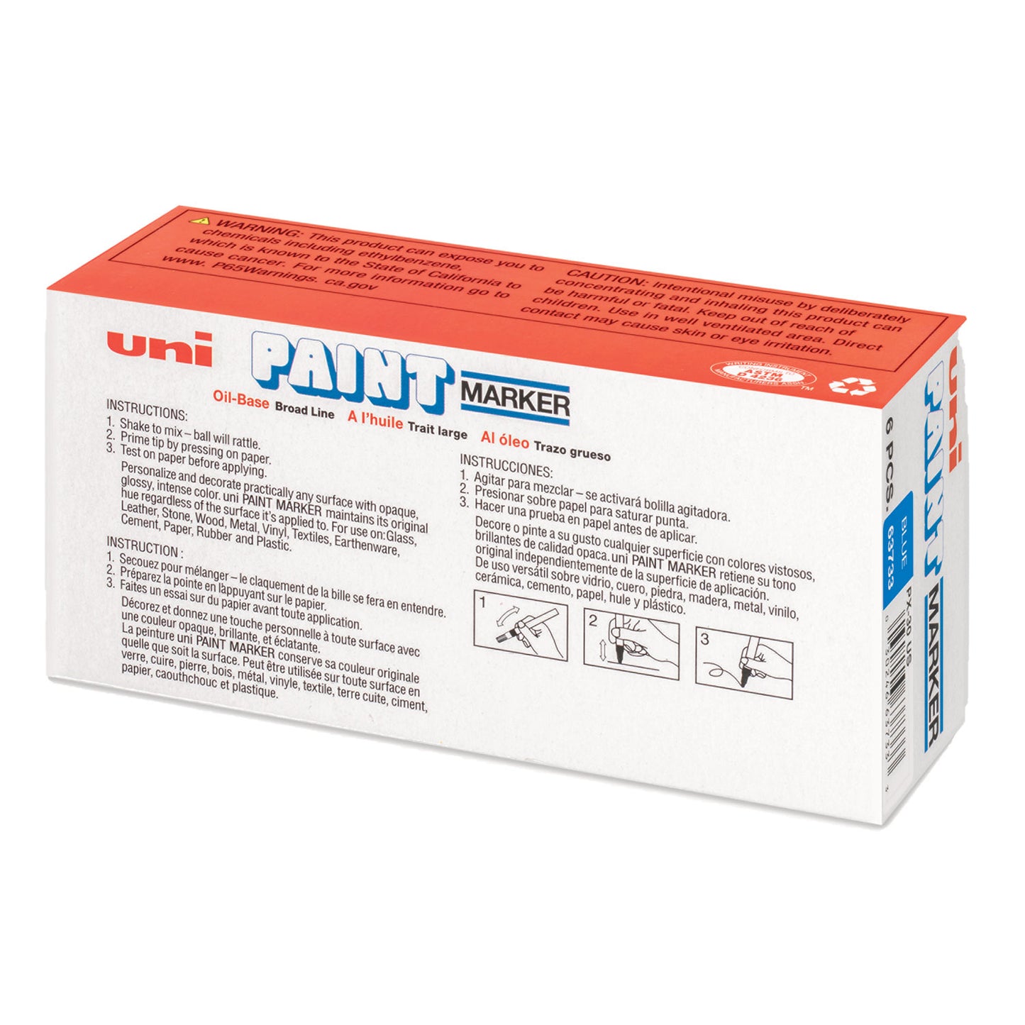 uni Paint Permanent Marker, Broad Chisel Tip, Blue (63733)