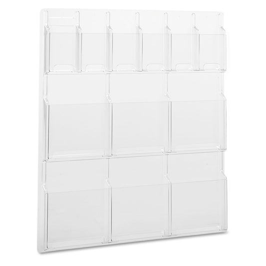 Safco Reveal Clear Literature Displays, 12 Compartments, 30w x 2d x 34.75h, Clear (5606CL)