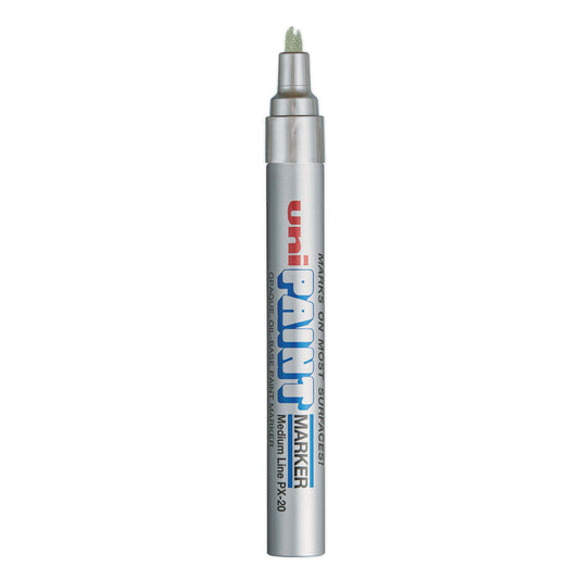 uni Paint Permanent Marker, Medium Bullet Tip, Metallic Silver (63614)