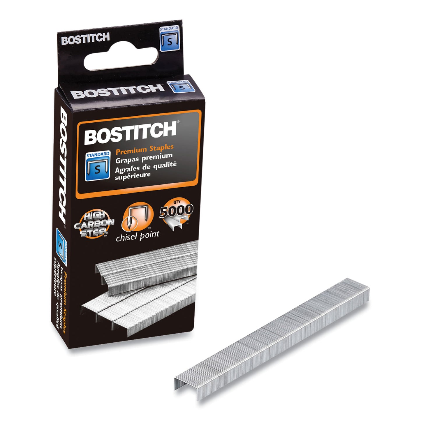 Bostitch Standard Staples, 0.25" Leg, 0.5" Crown, Steel, 5,000/Box (SBS1914CP)