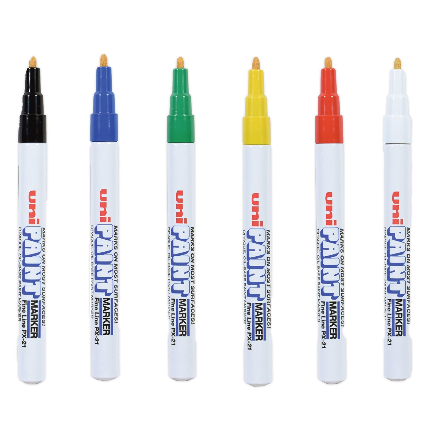 uni Paint Permanent Marker, Fine Bullet Tip, Assorted Colors, 6/Set (63720)