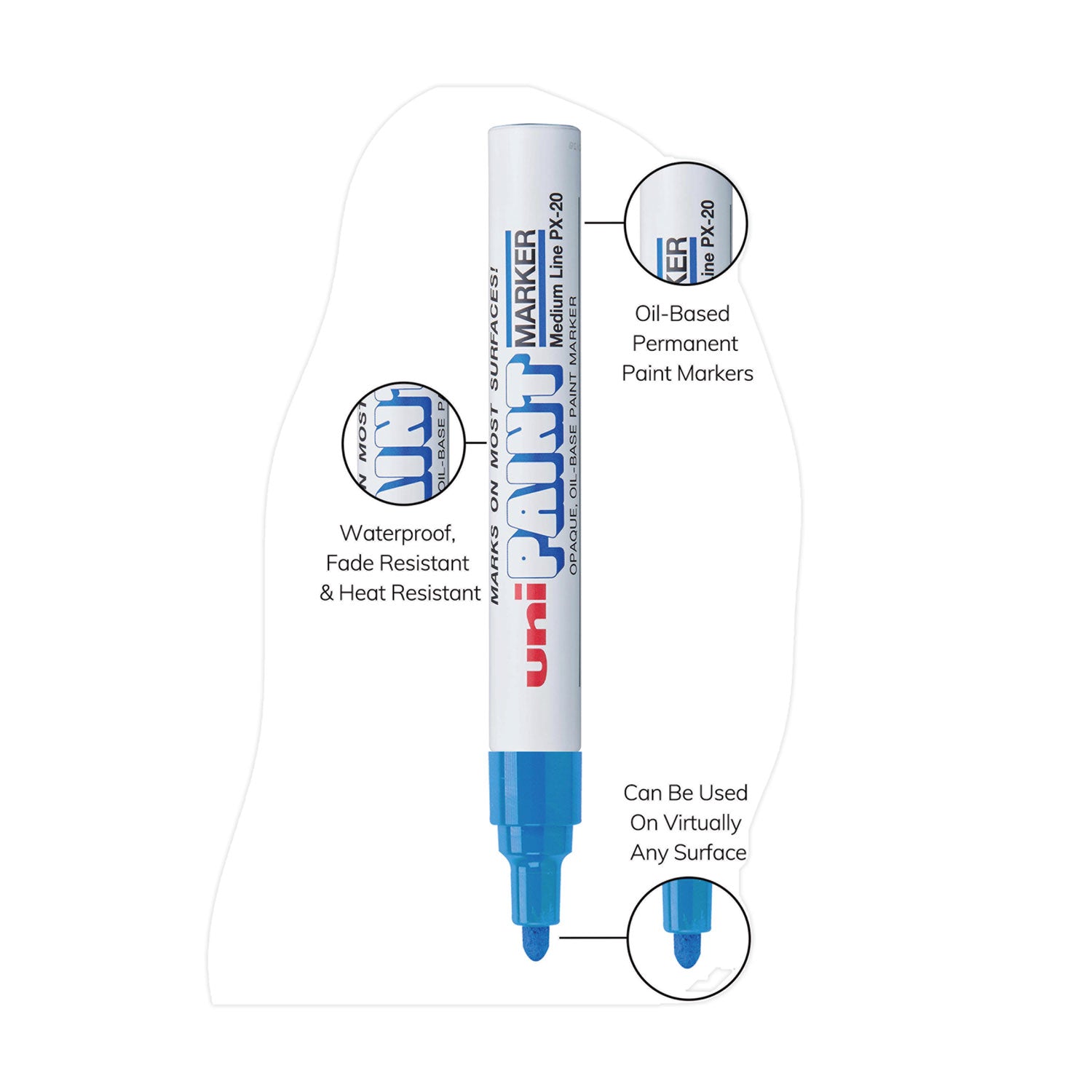 uni Paint Permanent Marker, Medium Bullet Tip, Blue (63603)