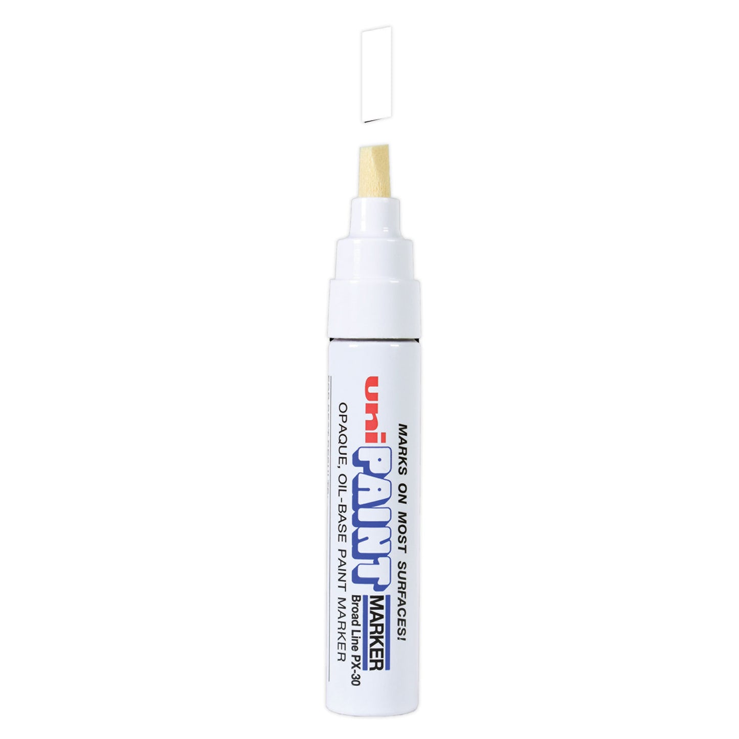 uni Paint Permanent Marker, Broad Chisel Tip, White (63743)