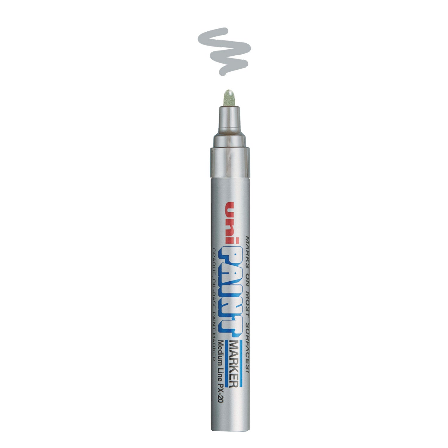 uni Paint Permanent Marker, Medium Bullet Tip, Metallic Silver (63614)