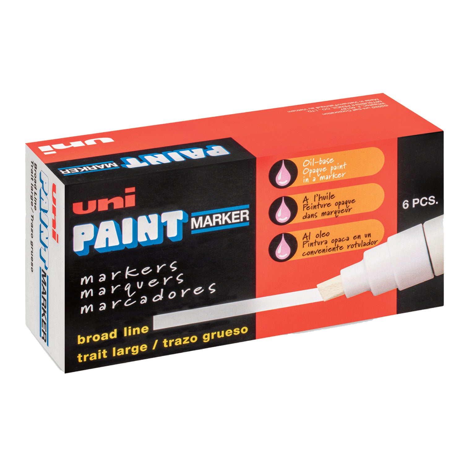 uni Paint Permanent Marker, Broad Chisel Tip, White (63743)