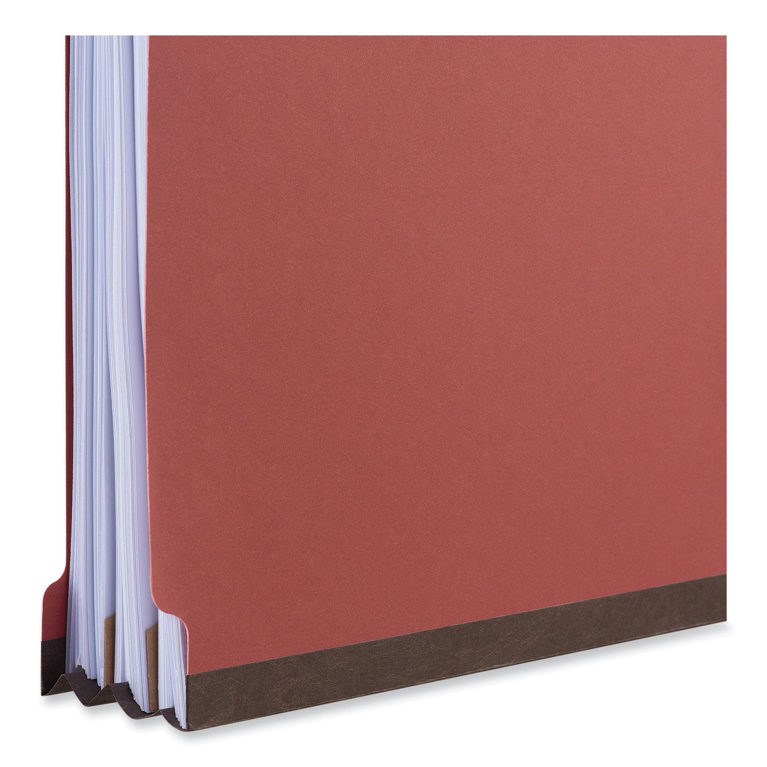 Universal Four-Section Pressboard Classification Folders, 2" Expansion, 1 Divider, 4 Fasteners, Legal Size, Red Exterior, 10/Box (10260)