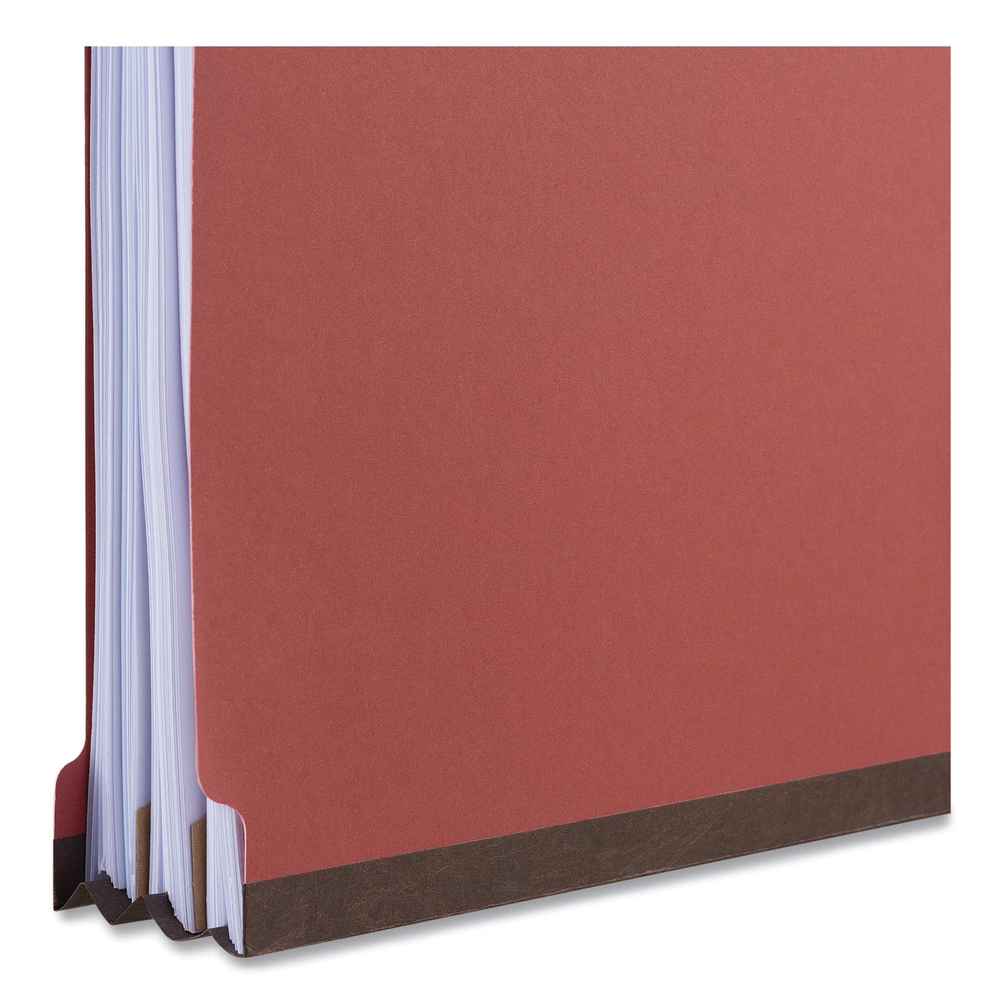 Universal Red Pressboard End Tab Classification Folders, 2" Expansion, 2 Dividers, 6 Fasteners, Legal Size, Red Exterior, 10/Box (10316)