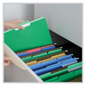 Universal Deluxe Colored Top Tab File Folders, 1/3-Cut Tabs: Assorted, Letter Size, Green/Light Green, 100/Box (10502)