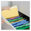 Universal Deluxe Colored Top Tab File Folders, 1/3-Cut Tabs: Assorted, Letter Size, Yellow/Light Yellow, 100/Box (10504)