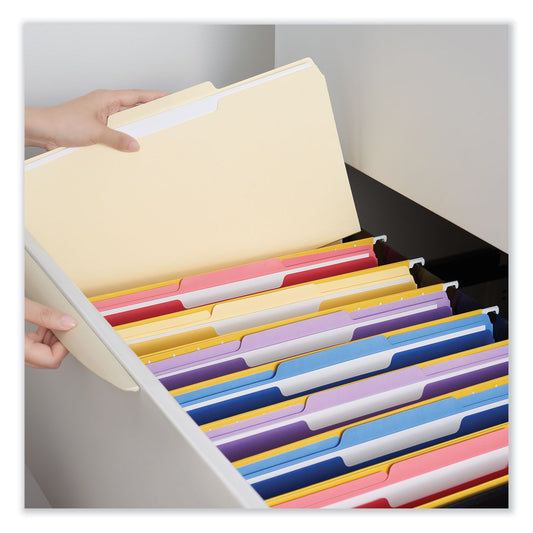 Universal Top Tab File Folders, 1/5-Cut Tabs: Assorted, Letter Size, 0.75" Expansion, Manila, 100/Box (12115)