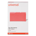 Universal Interior File Folders, 1/3-Cut Tabs: Assorted, Legal Size, 11-pt Stock, Red, 100/Box (15303)