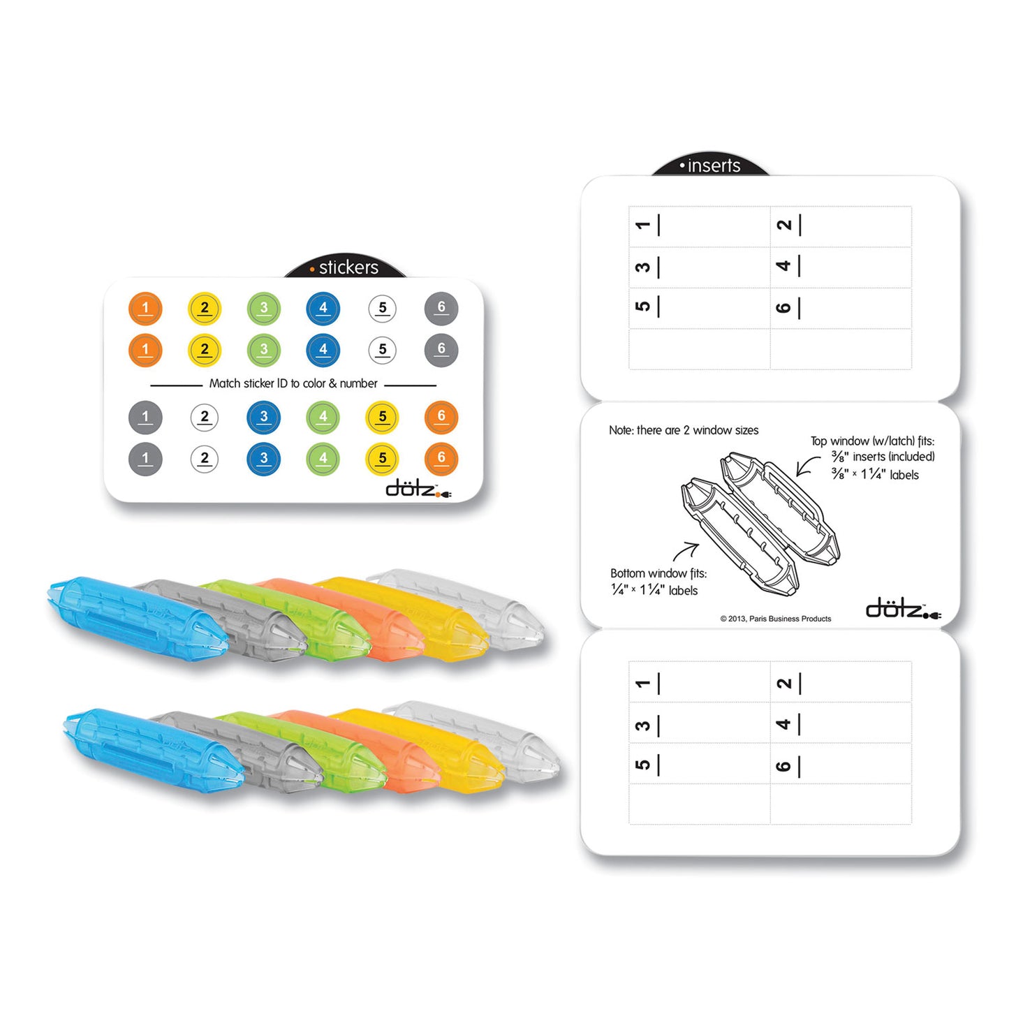 Dotz Cord ID PRO, (12) Cable Identifiers, (12) Device Stickers, (12) Customizable Inserts (21209)