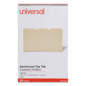 Universal Reinforced Top Tab Fastener Folders, 0.75" Expansion, 1 Fastener, Legal Size, Manila Exterior, 50/Box (13510)