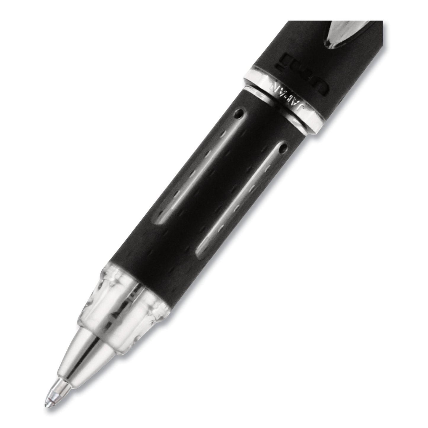 uni-ball Jetstream Stick Hybrid Gel Pen, Bold 1 mm, Black Ink, Black/Silver Barrel (33921)