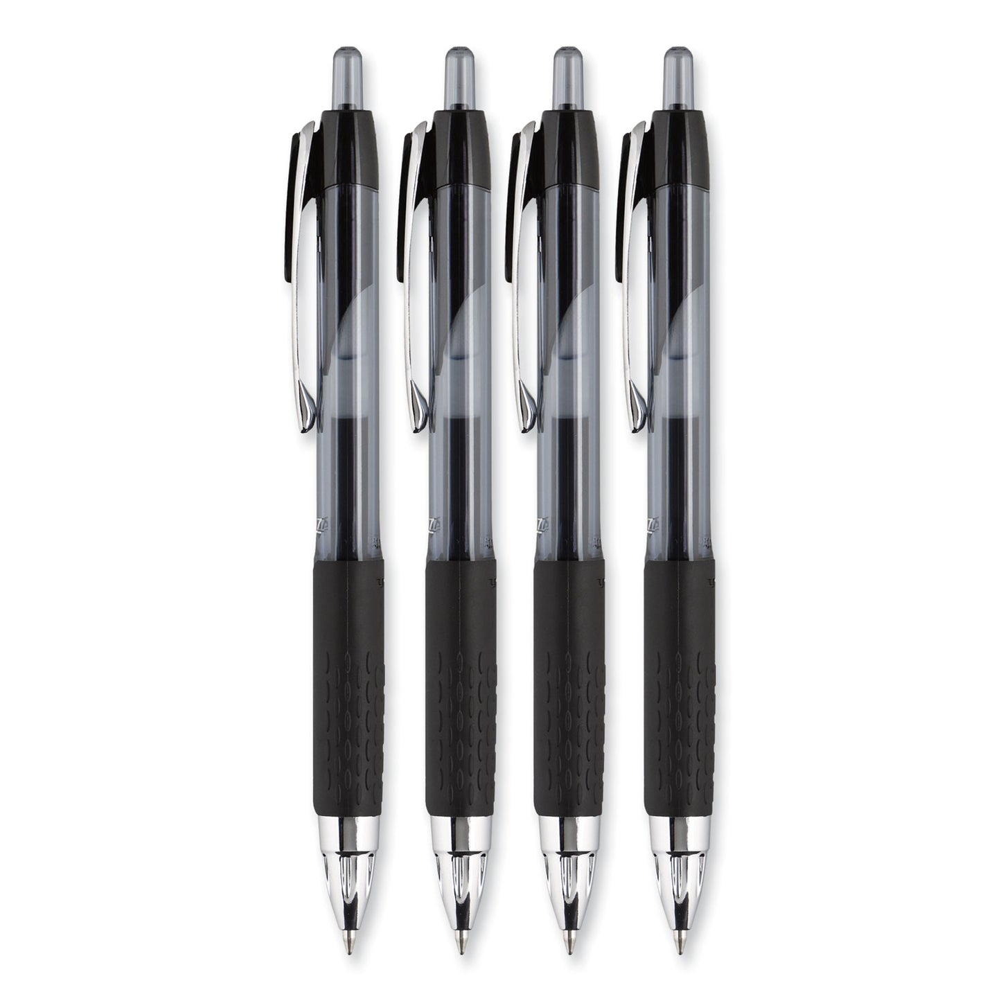 uni-ball Signo 207 Gel Pen, Retractable, Medium 0.7 mm, Black Ink, Smoke/Black Barrel, 4/Pack (33960PP)