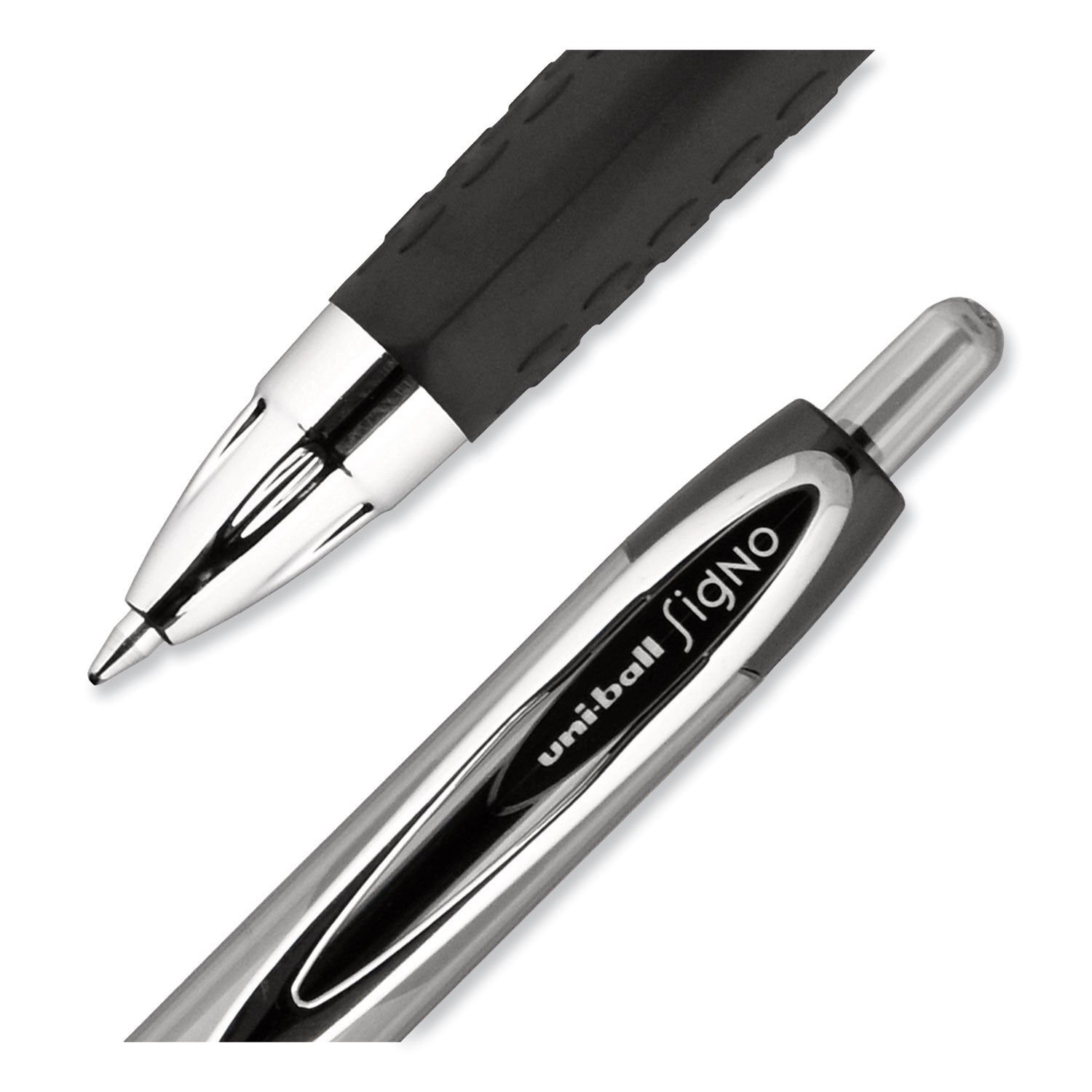 uni-ball Signo 207 Gel Pen, Retractable, Medium 0.7 mm, Black Ink, Smoke/Black Barrel, 4/Pack (33960PP)