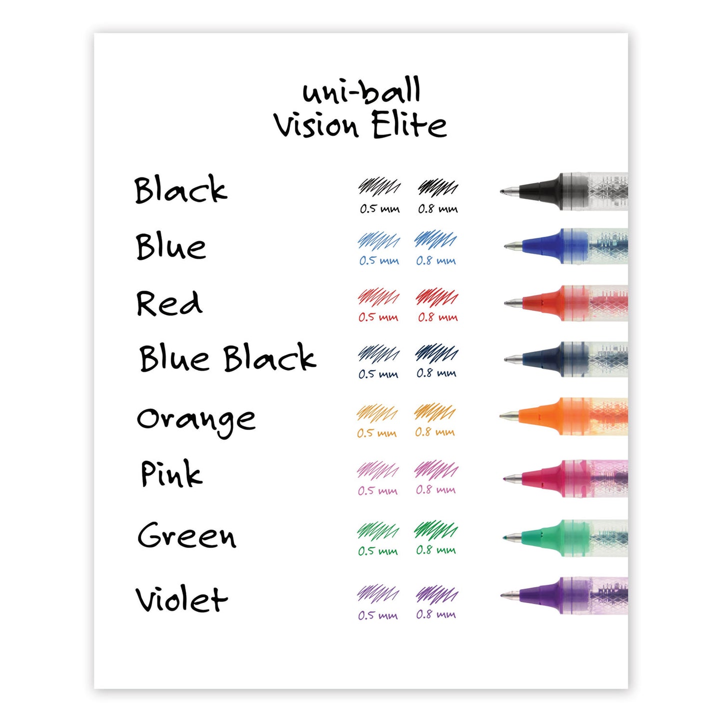 uni-ball Refill for Vision Elite Roller Ball Pens, Bold Conical Tip, Black Ink, 2/Pack (61233PP)