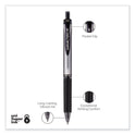 uni-ball Signo Gel Pen, Retractable, Medium 0.7 mm, Black Ink, Silver/Black Barrel, Dozen (65940)