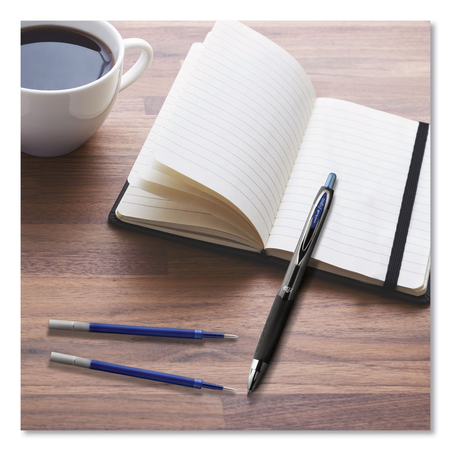 uni-ball Refill for Signo Gel 207 Pens, Medium Conical Tip, Blue Ink, 2/Pack (71207PP)