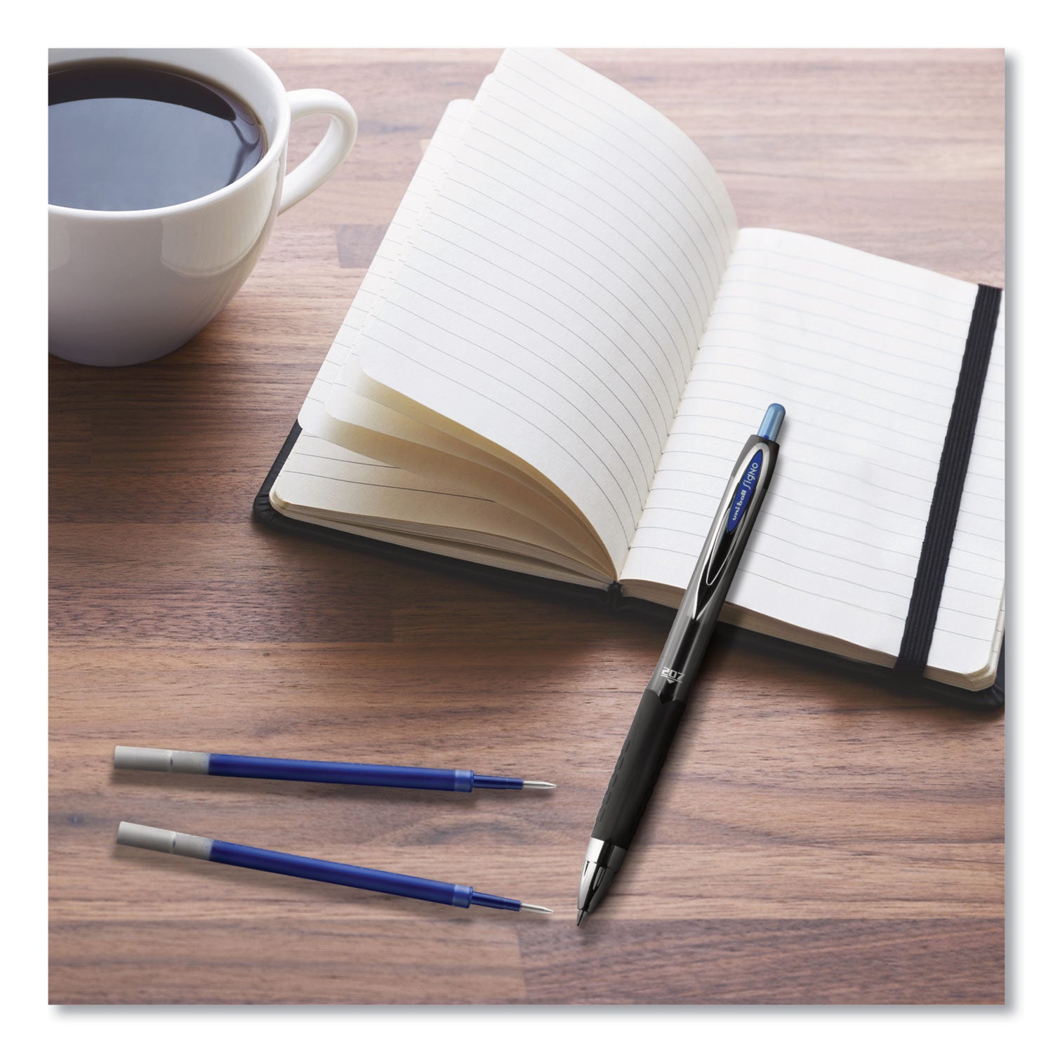 uni-ball Refill for Signo Gel 207 Pens, Medium Conical Tip, Blue Ink, 2/Pack (71207PP)