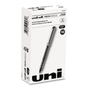 uni-ball VISION Needle Roller Ball Pen, Stick, Fine 0.7 mm, Black Ink, Gray/Clear/Black Barrel, Dozen (1734903)