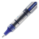 uni-ball VISION Needle Roller Ball Pen, Stick, Fine 0.7 mm, Blue Ink, Gray/Clear/Blue Barrel, Dozen (1734904)