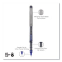uni-ball VISION Needle Roller Ball Pen, Stick, Fine 0.7 mm, Blue Ink, Gray/Clear/Blue Barrel, Dozen (1734904)