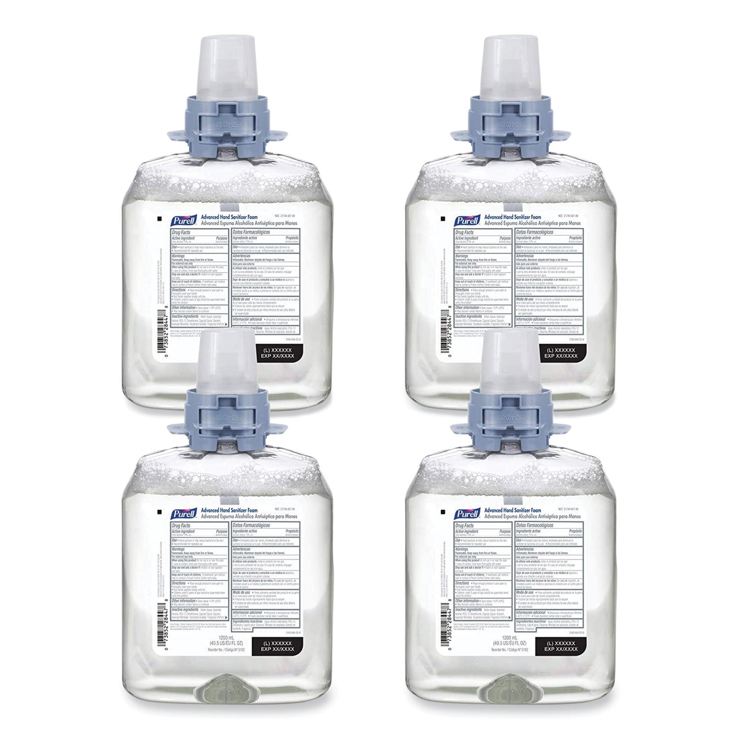PURELL Advanced Hand Sanitizer Foam, For CS4 and FMX-12 Dispensers, 1,200 mL, Unscented, 4/Carton (519204CT)