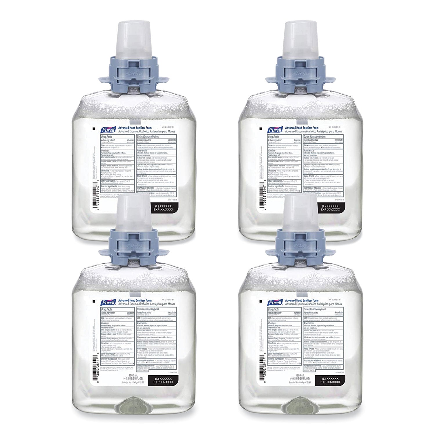 PURELL Advanced Hand Sanitizer Foam, For CS4 and FMX-12 Dispensers, 1,200 mL, Unscented, 4/Carton (519204CT)